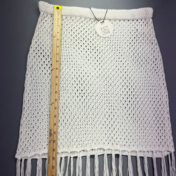 FCT With Love Crochet Fringe Cover-Up Skirt Beach Pool White 1X‎ Boho Summer - Picture 2 of 6
